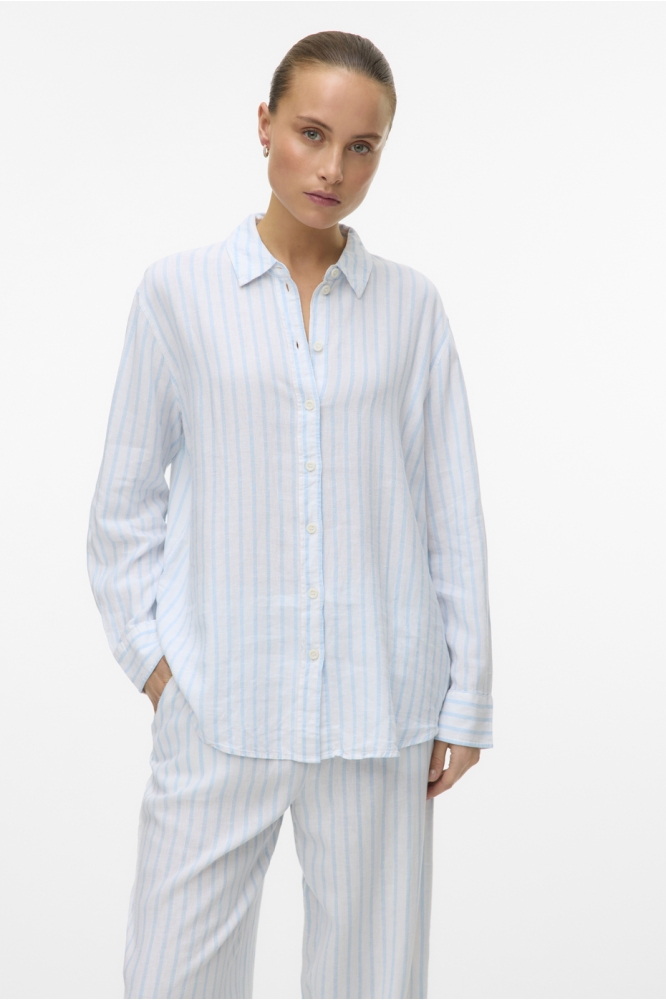 VMLINN LS SHIRT WVN NOOS 10305085 SNOW WHITE/AIRY BLUE
